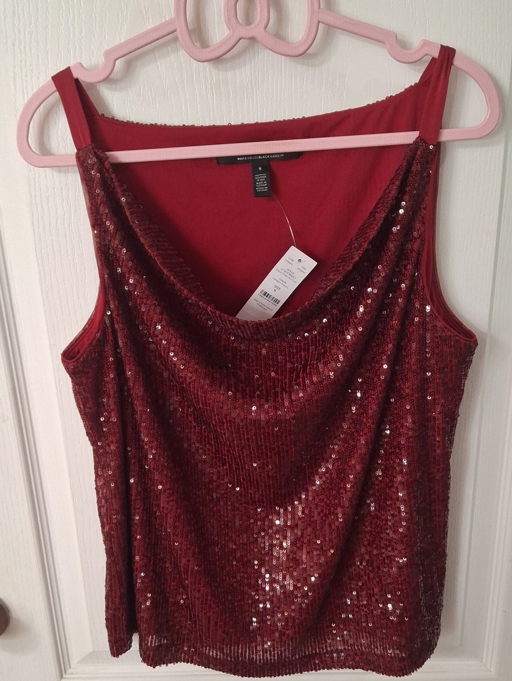 White House Black Market Burgundy Sequin Sleeveless Top NWT Size S